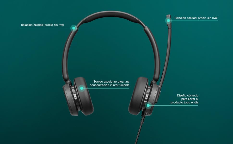 EPOS Impact 460 Auriculares Binaurales On-Ear con Cable USB-C y USB-A con Micrófono con Cancelación de Ruido, Plug-and-Play, Sonido, Ajuste Cómodo, para Oficina y Trabajo Remoto