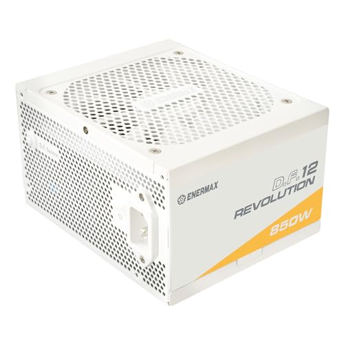 ENERMAX Revolution D.F. 12 ATX 3.1 PCIe 5.1 Fuente de Alimentación Ultracompacta de 850W 80 Plus Gold Cybenetics Platinum White, Totalmente Modular, 50% Semi-fanless, 600W 12V-2x6, ETV850G-W, Blanco