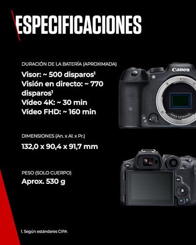 CANON EOS R7 Cámara Mirrorless Body, Cámara EVIL APS-C (32,5 MP) -5 EV, Vídeo 4K 60 fps, Dual Pixel CMOS AF II, Pantalla Táctil de Ángulo Variable, Negro