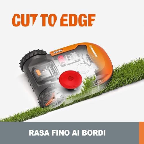 WORX WR169E Robot cortacésped con Cable delimitador de hasta 300 m², Navegación AIA, Control de Aplicaciones, Wi-Fi, Naranja-Negro