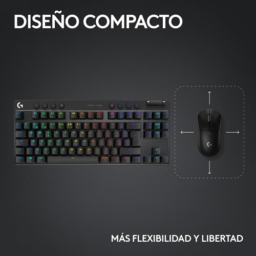 Logitech G PRO X TKL LIGHTSPEED, teclado inalámbrico para gaming, portable + PRO X 2 LIGHTSPEED Auriculares Gaming Inalámbricos, Micrófono, PC,PS4,PS5,Nintendo Switch, Disposición QWERTY Español,Negro