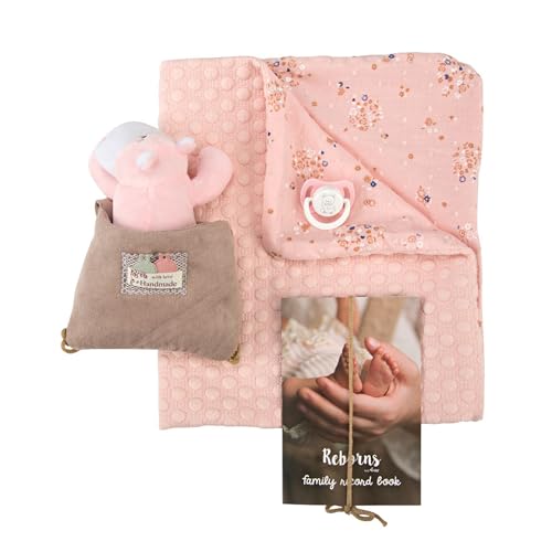 ARIAS - Muñeca Reborn Esther de 45 cm con Manta y Peluche, Bebé Realista con Ropita Rosa, Chupete y Chupetero, Extremidades de Vinyl y Cuerpo Blando, Juguete para Niños y Niñas +3 años (ARI98083)