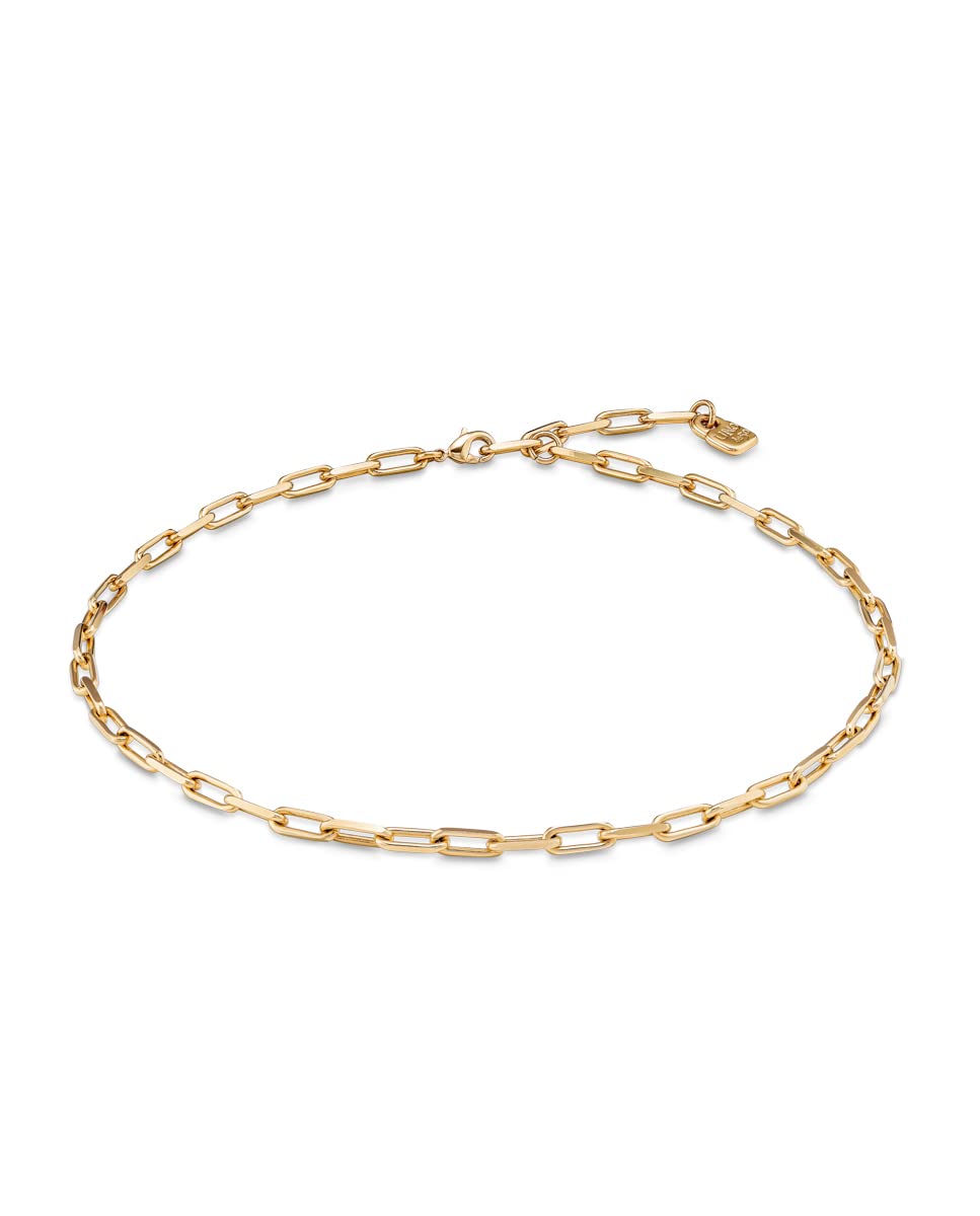 UNO de 50 | Cadena Corta de Aleación de Metales | Bañado en Oro 18K | Joya Artesanal | Diseño Creativo
