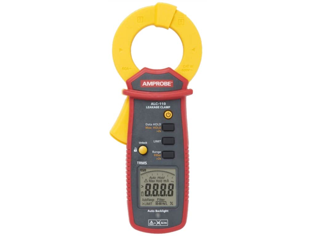 Amprobe ALC-110 True-RMS AC Abrazadera de corriente de fuga con mordaza de bloqueo mecánica, 6000 dígitos de gran escala, rojo