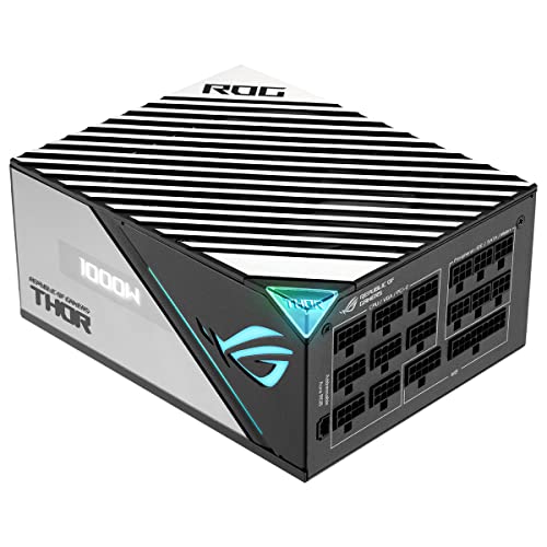 Asus ROG Thor 1000W Platinum II Fuente de Alimentación Modular (1000 Watt, 80+ Platinum, Lambda A++, Disipadores ROG, Ventilador PWM 135 mm, 0dB, Pantalla OLED, Cables apantallados, Aura Sync)