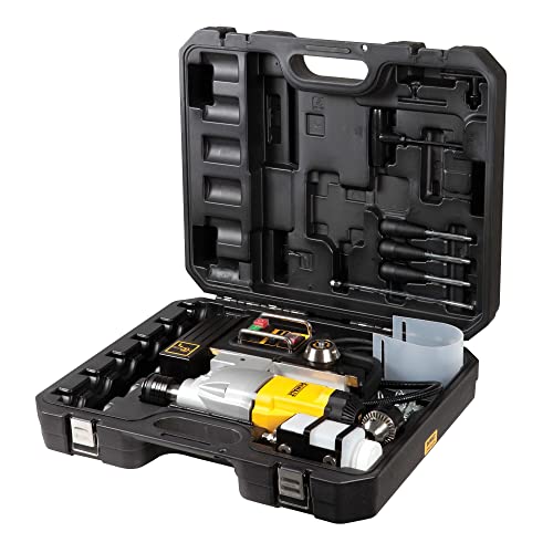 DeWalt DWE1622K-QS Columna electromagnética con taladro morse 1200W 50 mm, Negro y amarillo