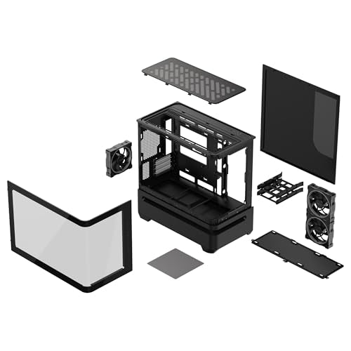ASUS Prime AP202 ARGB Caja mATX, Cristal Curvado Templado, Compatible con gráficas de hasta 420 mm, radiadores de 360 mm, raíl de fácil extracción, ventilación de Ranura, Ventiladores ARGB, Negro