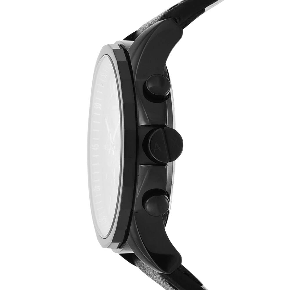 Armani Exchange Reloj Hombre, Movimiento Cronógrafo Cuarzo y Caja 45mm con Pulsera Piel, Grafito