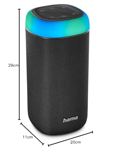 Hama | Altavoz Bluetooth con Luces LED (5 Modos Diferentes, Se Pueden conectar 2 Altavoces, Protección IPX4, 12h de música), Color Negro