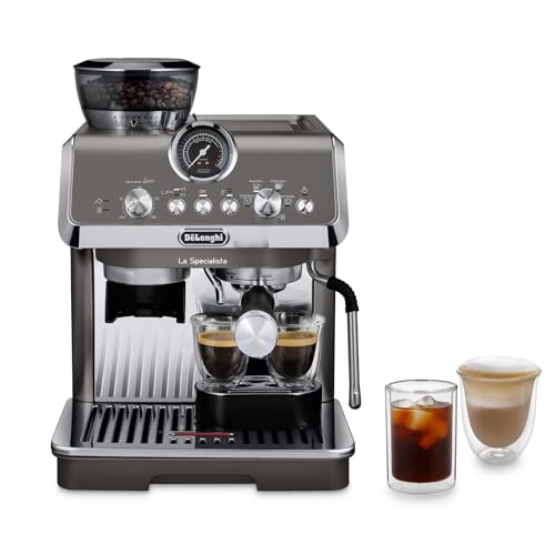 De'Longhi La Specialista Arte Evo EC9255.T, Máquina de Café Espresso, con Función Cold Brew, con Jarra de Leche Profesional, Sensor Grinding Technology, Incluido Kit de Barista, 1550W, Titanio