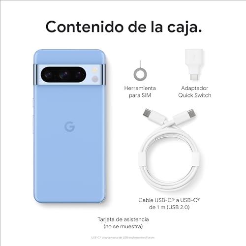 Google Pixel 8 Pro -Smartphone Android libre con lente teleobjetivo, batería con autonomía de 24 horas y pantalla Super Actua - Celeste, 128GB