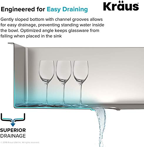 Kraus KHF203-36 36 inch Farmhouse Apron 60/40 Double Bowl 16 gauge Stainless Steel Kitchen Sink