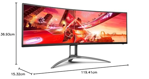 AOC Monitor Agon Gaming AG493UCX2-49 pulgadas Dual QHD, USB-C 165Hz, VA, 1ms, FreeSync Premium Pro, FlickerFree, Low Blue Mode (5120x1440, 400cd/m, HDMI 3x3.0, Displayport 1x1.4)