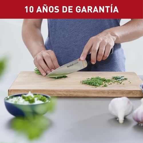 Tefal Ice Force – Bloque de 7 cuchillos: Pan 20 cm, Chef 20cm, Santoku 18 cm, Universal 11cm, Pelar 9cm | Acero Inoxidable Alemán, Corte Preciso, Mango Remachado, Resistente a la Corrosión