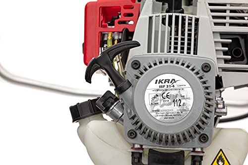 IKRA desbrozadora a Gasolina IBF 31-4 Incl. Correa de Hombro Profesional, Escudo Protector, Bobina, Disco de 3 Puntas y 8 Puntas