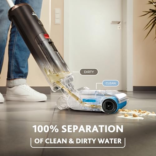 Vileda PureClean S5 | Aspiradora en seco y húmedo inteligente e inalámbrica | Ligera para un manejo sencillo | Con depósito dual para una separación entre agua limpia y sucia | Función de autolimpieza