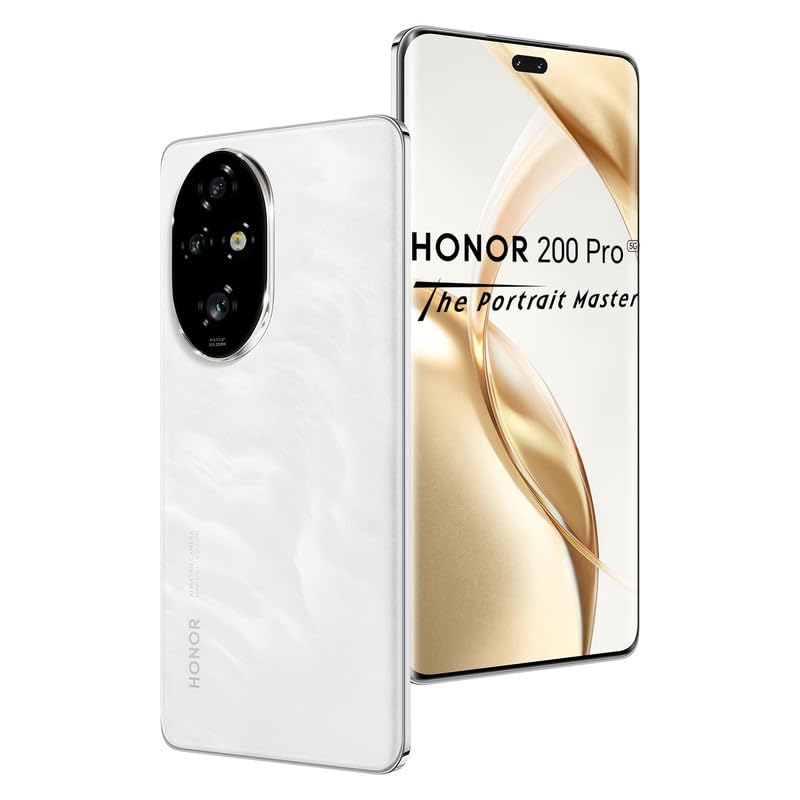 HONOR 200 Pro Smartphone 5G - ROM 512GB,Batería 5200mAh,Snapdragon 8s Gen 3(4mm),Triple Cámara 50 MP,Pantalla 6.78'',Dual SIM, NFC,MagicOS 8.0/Android 14 - Blanco