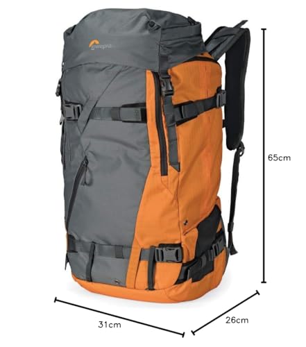 Lowepro Powder BP 500 AW LP37230-PWW - Mochila para exteriores (gris/naranja) para caminar, senderismo, senderismo y deportes de invierno para equipos de foto/video y artículos personales (se adapta a