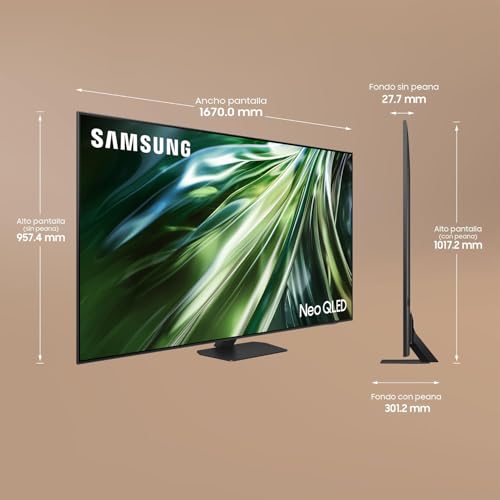 SAMSUNG TV Mini LED Neo QLED 4K 2024 75QN90D Smart TV de 75" con Resolución 4K Mejorada, Procesador NQ4 AI Gen2 con Inteligencia Artificial, Dolby Atmos, Q-Symphony y Motion Xcelerator 144 Hz