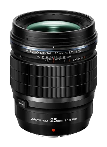 OM SYSTEM M.Zuiko Digital ED 25 mm 1:1.2 Pro Objetivo, Adecuado para Todas Las cámaras MFT (Modelos Olympus OM-D & Pen, Serie G de Panasonic), Negro