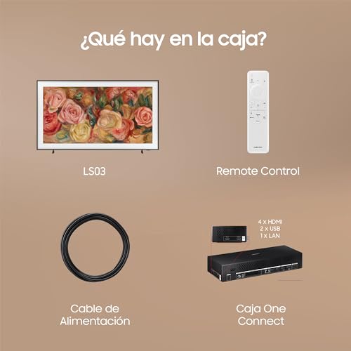 SAMSUNG TV The Frame 4K 2024 50LS03D Smart TV de 50" con Galería de Arte con Display Mate, Marcos Intercambiables, 100% Volumen de Color con Quantum Dot y One Connect y Cable Casi Invisible
