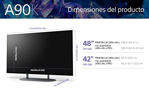 Sony OLED Master Series - 42A90K BRAVIA XR, TV 42 pulgadas, 4K HDR 120Hz y HDMI 2.1 óptimo para PS5, Smart TV (Google), Dolby Vision-Atmos, Pantalla Triluminos Pro