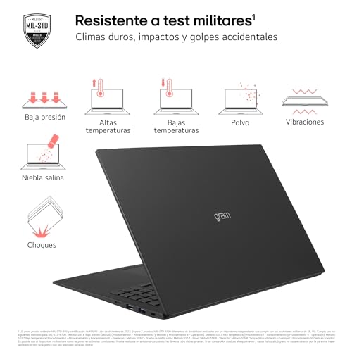 LG gram Pro 16Z90SP-A.AD88B - Portátil Ultraligero de 40.6 cm (16"), OLED, Intel Core Ultra 7, 32 GB RAM, 1TB SSD, batería hasta 24.5 h, 1,2kg, NVIDIA RTX3050, W11 Home, Negro, Teclado QWERTY Español