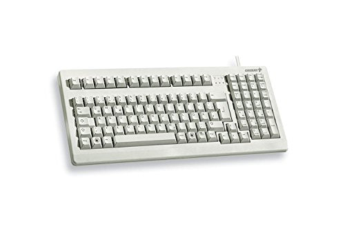 CHERRY G80-1800, Teclado Mecánico Compacto para Usos Industriales, Distribución Alemana (QWERTZ), Con Cable (USB & PS/2), Interruptores MX BLACK, Gris Claro
