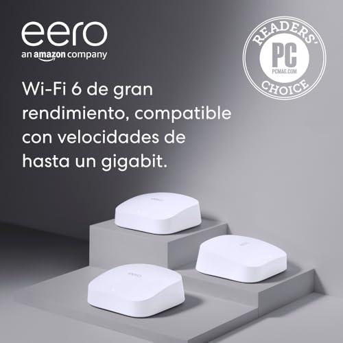Sistema Wi-Fi 6 de malla de triple banda eero Pro 6 de Amazon con controlador de Hogar digital inteligente ZigBee integrado | 3 unidades