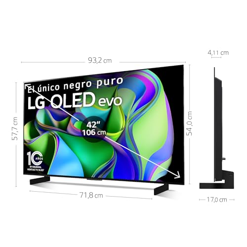 LG OLED42C35LA 42", 4K OLED EVO, Smart TV, webOS23, Procesador Máxima Potencia, Dolby Vision, Dolby Atmos, Gaming, Alexa/Google Assistant