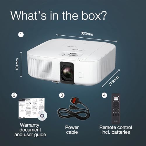 Epson EH-TW6250, Proyector 4K Pro-UHD Home Cinema & Gaming con Android TV, 2800 lúmenes, Contraste 35.000:1, Lámpara Larga Duración 7500 Horas, Pantalla hasta 500”, Tecnología 3LCD