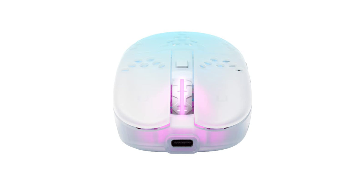 Xtrfy MZ1 Wireless, Ratón Gaming Inalámbrico Ultraligero, Radiofrecuencia 2,4 GHz, Sensor Pixart 3370, Forma Única para Apuntar con Precisión, Iluminación RGB Regulable, Recargable, Blanco