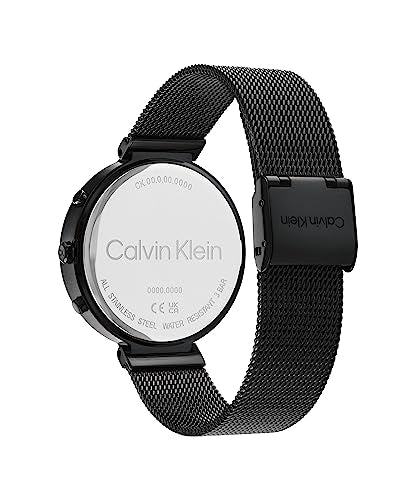 Calvin Klein Reloj Analógico de Cuarzo Multifunción para Mujer Colección Minimalistic T-Bar con Correa de Malla de Acero Inoxidable Negra - 25200288