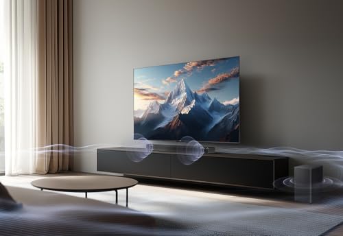 TCL Barra de Sonido S55HE 2.1, 220 vatios, Cine en casa, expansión de Sonido, Dolby Atmos, DTS Virtual:X, Barra de Sonido con subwoofer, Mando a Distancia único, Bluetooth 5.3, HDMI, USB