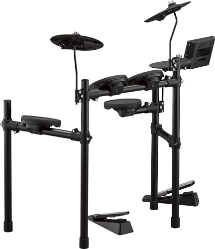 Yamaha DTX402KRL Kit de batería electrónica - New Version, 10 kits, 415 sonidos, 2 lecciones online, efectos acústicos y sonidos electrónicos, 10 funciones de entrenamiento, Negro