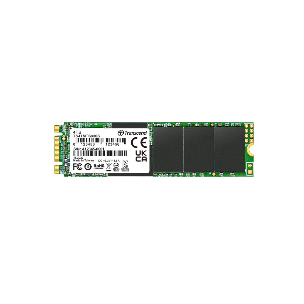 Transcend MTS830S 4 TB M.2 2280 SATA III 6 GB/s Unidad Interna de Estado sólido (SSD) 3D TLC NAND con caché DRAM (TS4TMTS830S)