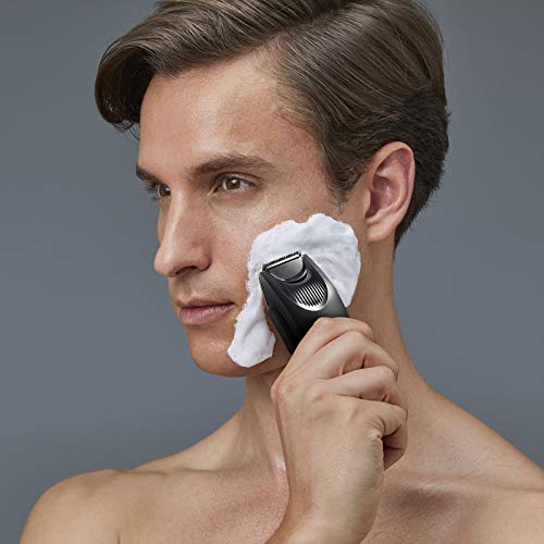 Panasonic ER-SB40-K803 Trimmer de Barba para Hombres, Cortapelos Portátil Resistente Al Agua, 20 ajustes de longitud, Accesorio de Peine, Inalámbrico y con Cable, Indicador de Batería LED, Negro