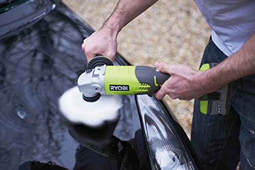 RYOBI - Amoladora 18V ONE+ Ø 115 mm, 7500 rpm - Empuñadura auxiliar - Se suministra con 1 batería de litio+ 4,0 Ah, 1 cargador rápido 2,0 A, 1 bolsa de transporte y 1 disco de amolar - R18AG-140S