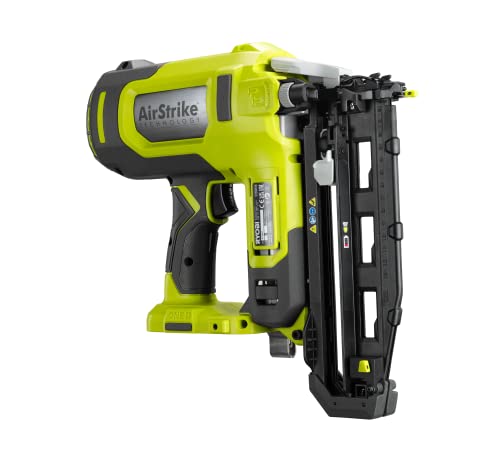 Ryobi - Clavadora de Acabado 16G Aire Comprimido 18V ONE+ - Punta 19-64mm - Cabezal 1,6mm - Cargador 100 Clavos - con 500 Clavos, 2 Puntas de Protección de Material, 1 Gancho de Cinturón - R16GN18-0