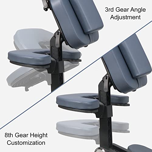Master Massage Gymlane - Silla de Masaje Profesional, Plegable, de Aluminio, Ajustable, Ligera, con cojín Musical, Altavoz, Bluetooth, maletín de Transporte, Color Azul Real