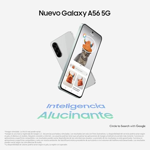 Samsung Galaxy A56 5G 256GB, Teléfono Móvil, 8GB RAM, 50MP Cámara, Negro, Garantía del Fabricante 3 Años + 1 Año Extra