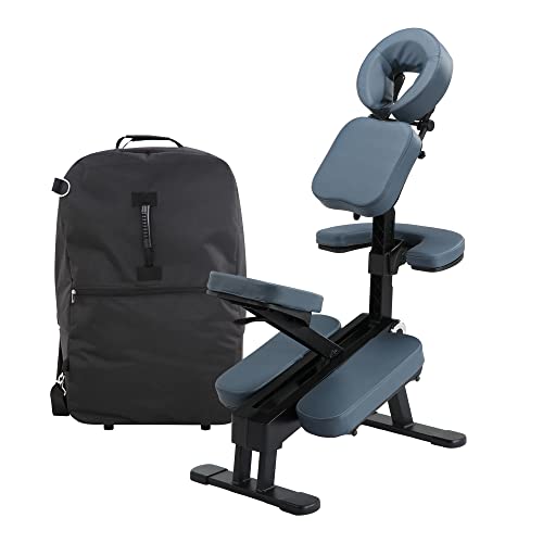 Master Massage Gymlane - Silla de Masaje Profesional, Plegable, de Aluminio, Ajustable, Ligera, con cojín Musical, Altavoz, Bluetooth, maletín de Transporte, Color Azul Real