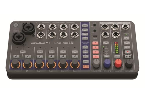 Zoom L6 - Grabador y mezclador de audio digital de 6 canales, 2 entradas combo + 4 estéreo, ecualizador de 3 bandas, 1 salida maestra - Adaptador de red AD-17 integrado y cable USB