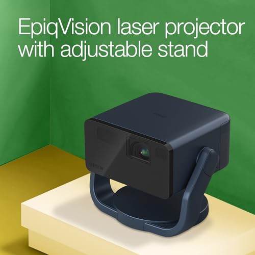 Epson EF-22N Mini Smart Laser Projector | Proyector Portátil Full HD, 1920 x 1080p, Altavoz Bluetooth de 5W, Proyección a Pared, Suelo o Techo, 1000 Lúmenes, Google TV | 150", Azul/Negro