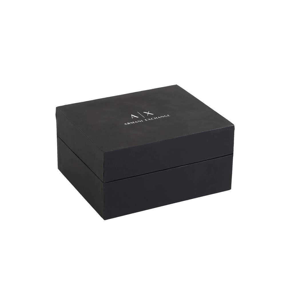 Armani Exchange Reloj Hombre, Movimiento Cronógrafo Cuarzo y Caja 45mm con Pulsera Piel, Grafito