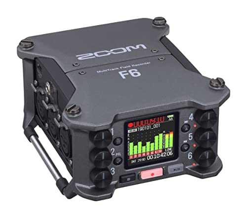 Zoom F6 Grabadora profesional de campo, grabación a 32 bits con coma flotante, 6 canales, convertidores Dual AD, 6 entradas XLR con bloqueo, timecode, modo Ambisonics, alimentado por pilas/batería