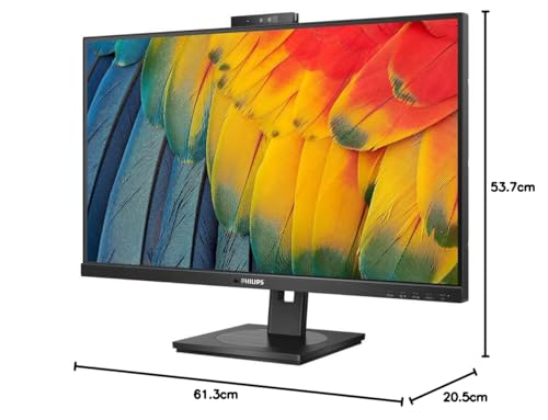 Philips Monitors Philips 275B1H - Monitor QHD de 27 Pulgadas, Webcam, Altura Regulable (2560 x 1440, DVI, HDMI, DisplayPort, USB Hub), Color Negro