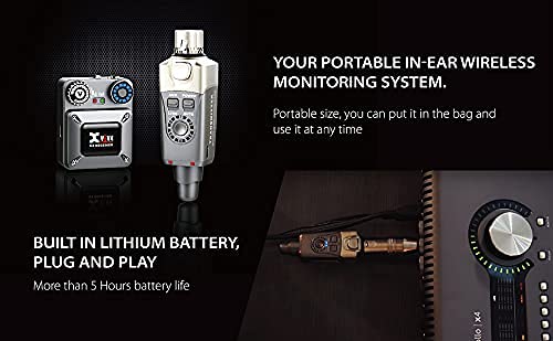 Xvive U4 Wireless In Ear Monitor, Sistema inalámbrico Profesional para monitorización de Auriculares in-Ear, Compuesto por 1 emisor y 1 Receptor