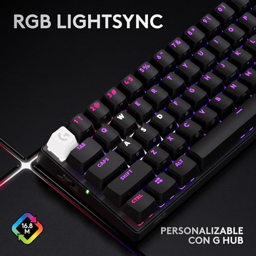 Logitech G Pro X 60 Lightspeed, Teclado inalámbrico para Gaming, 60% TKL mecánico Ultra Compacto, RGB LIGHTSYNC, Teclas de PBT de Doble Moldeado, interruptores táctiles, Windows PC, QWERTY ES - Negro