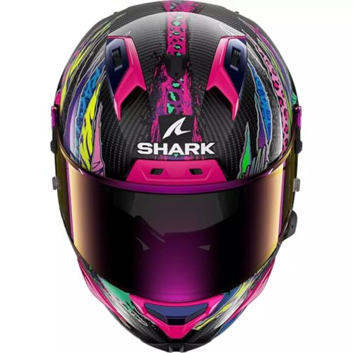 SHARK, Casco Moto Integral AERON FAWN Carbon Violet Yellow DVY, L